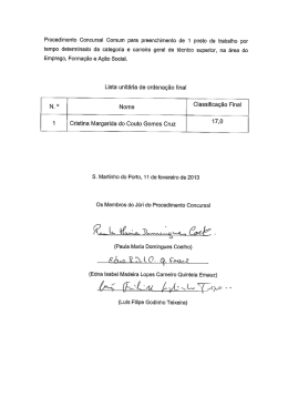 Lista unitária de ordenação final NI o Nome Classificação Fina!