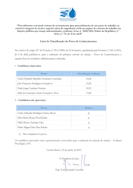 Lista de Classificação da Prova de Conhecimentos