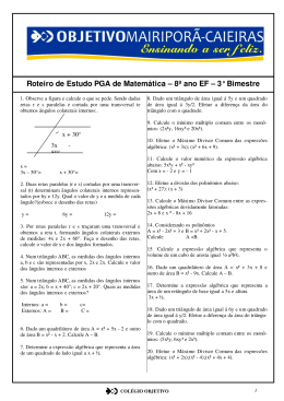 Roteiro de Estudo PGA de Matemática – 8º ano EF – 3° Bimestre