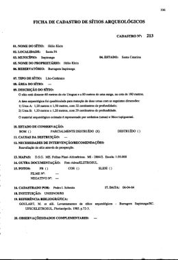 FICHA DE CADASTRO DE s&iacute;TIOs ARQUEOL&Oacute;GICOS