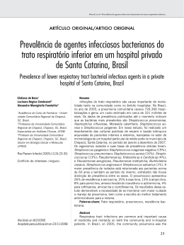 Preval&ecirc;ncia de agentes infecciosos bacterianos do trato respirat&oacute;rio
