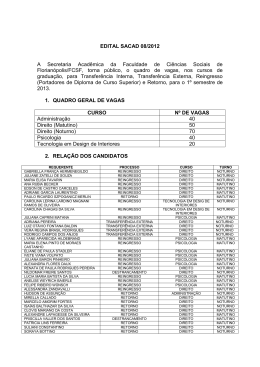 EDITAL SACAD 08/2012 A Secretaria Acad&ecirc;mica da