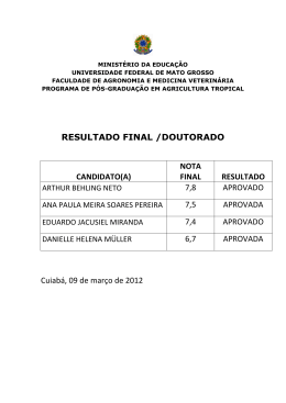 RESULTADO FINAL /DOUTORADO CANDIDATO(A) NOTA FINAL