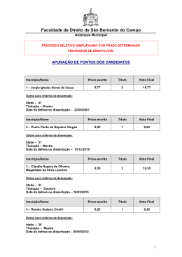 Apuração e classificação - Faculdade de Direito de São Bernardo