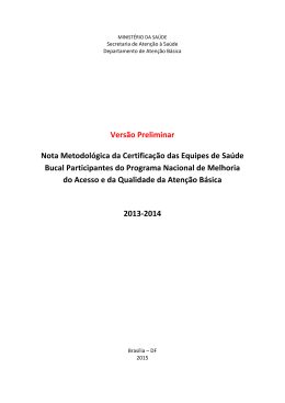 Vers&atilde;o Preliminar Nota Metodol&oacute;gica da Certifica&ccedil;&atilde;o das Equipes