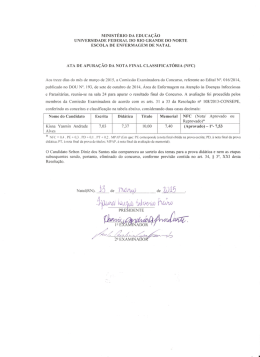 Nota Final Classificat&oacute;ria do resultado do concurso