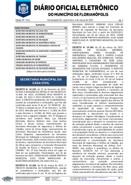 DI&Aacute;RIO OFICIAL ELETR&Ocirc;NICO - Prefeitura Municipal de Florian&oacute;polis