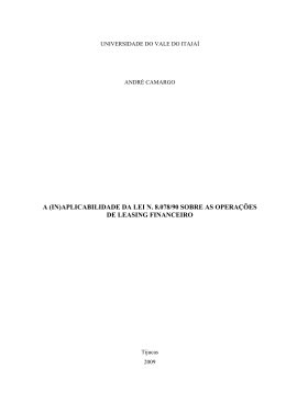 A (IN)APLICABILIDADE DA LEI N. 8.078/90 SOBRE AS