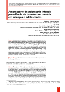 Ambulat&oacute;rio de psiquiatria infantil: preval&ecirc;ncia de