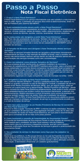 Passo a Passo Nota Fiscal Eletr&ocirc;ncia - SIGISS