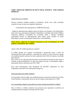 Crédito de ICMS para Pessoa Jurídica (Nota Fiscal Paulista)