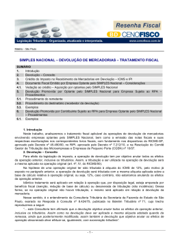 simples nacional &ndash; devolu&ccedil;&atilde;o de mercadorias &ndash; tratamento fiscal