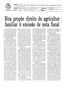 Bira propõe direito de agricultor à emissão de nota fiscal. Correio de