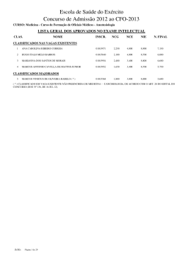 Escola de Sa&uacute;de do Ex&eacute;rcito Concurso de Admiss&atilde;o 2012 ao CFO