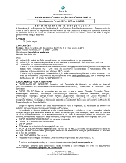 PROGRAMA DE P&Oacute;S-GRADUA&Ccedil;&Atilde;O EM SA&Uacute;DE DA FAM&Iacute;LIA Edital