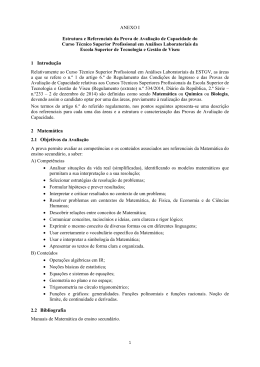 Anexo I - Escola Superior de Tecnologia