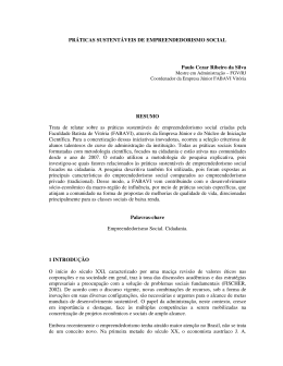 Pr&aacute;ticas sustent&aacute;veis de empreendedorismo social