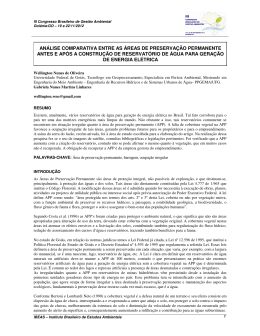an&aacute;lise comparativa entre as &aacute;reas de preserva&ccedil;&atilde;o