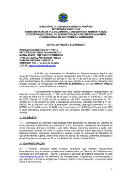 Edital Clipping Eletr&ocirc;nico - Minist&eacute;rio do Desenvolvimento Agr&aacute;rio