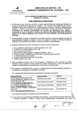 Ata de Abertura da Licitação - Eletrobras Distribuição Rondônia