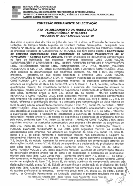 Concorrência 01/2012 - Ata de Julgamento da Habilitação