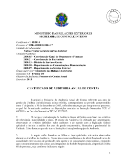 Restos a Pagar - Minist&eacute;rio das Rela&ccedil;&otilde;es Exteriores