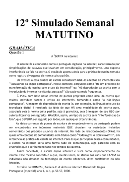 12&ordm; Simulado Semanal MATUTINO GRAM&Aacute;TICA Quest&atilde;o 1
