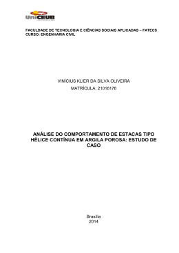 an&aacute;lise do comportamento de estacas tipo h&eacute;lice