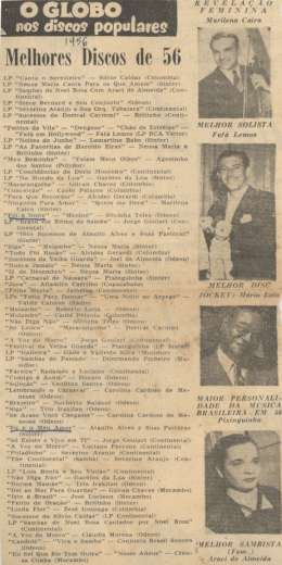 Page 1 * 0 GLOBO nos `discos` po &laquo;lares r M66 Melhores Discos de