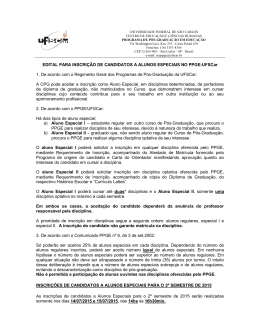 Edital Alunos Especiais 2&deg; semestre de 2015 - PPGE