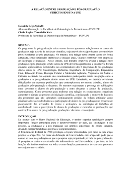 A RELA&Ccedil;&Atilde;O ENTRE GRADUA&Ccedil;&Atilde;O E P&Oacute;S-GRADUA&Ccedil;&Atilde;O
