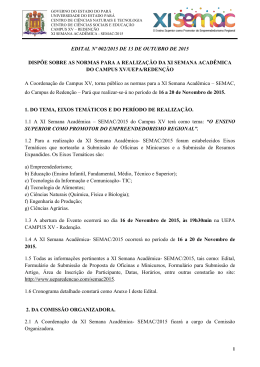 Edital 002/2015 - XI Semana Acad&ecirc;mica