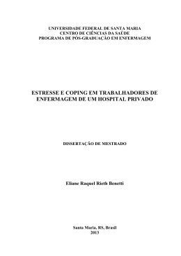 ESTRESSE E COPING EM TRABALHADORES DE
