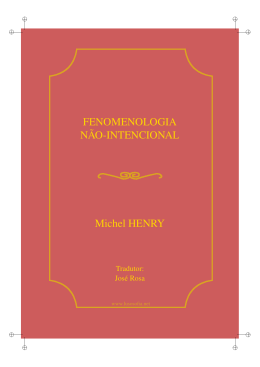 FENOMENOLOGIA N&Atilde;O-INTENCIONAL Michel HENRY