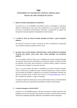FAQ Gratuidade nos transportes coletivos urbanos para alunos da