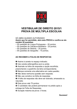 Prova de M&uacute;ltipla Escolha 2015/1