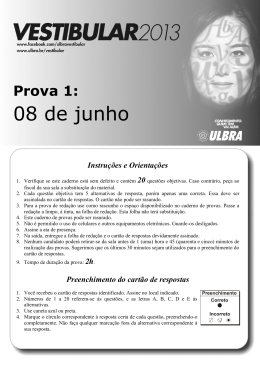 Vestibular de 08/06/2013 - Prova reduzida