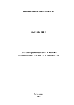 A execu&ccedil;&atilde;o espec&iacute;fica dos acordos de acionistas: uma an&aacute;lise