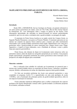 GEODIVERSIDADE EM PONTA GROSSA