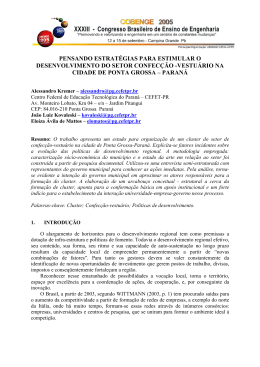 O estudo da voca&ccedil;&atilde;o do munic&iacute;pio de Ponta Grossa para