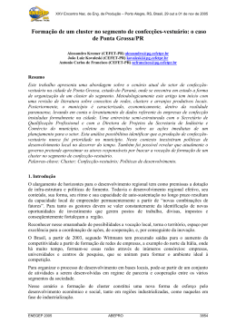 Forma&ccedil;&atilde;o de um cluster no segmento de confec&ccedil;&otilde;es