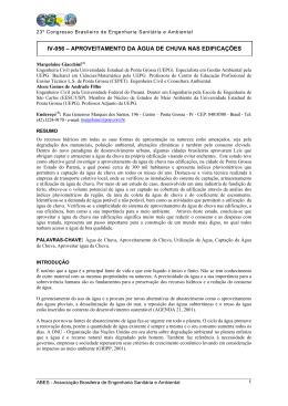 aproveitamento da &aacute;gua de chuva nas edifica&ccedil;&otilde;es