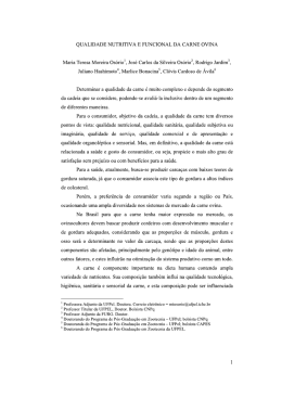 QUALIDADE NUTRITIVA E FUNCIONAL DA CARNE OVINA