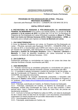 PROGRAMA DE P&Oacute;S-GRADUA&Ccedil;&Atilde;O EM LETRAS &ndash; PGLetras