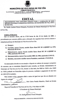 Aliena&ccedil;&atilde;o de Bens Moveis Pertencentes ao Municipio de Vila Nova