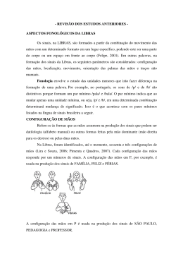 ASPECTOS FONOLÓGICOS DA LIBRAS Os sinais, na LIBRAS, são