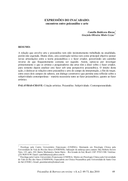 EXPRESS&Otilde;ES DO INACABADO: encontros entre psican&aacute;lise e arte