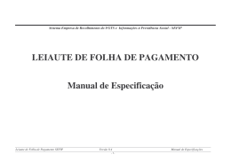 LEIAUTE DE FOLHA DE PAGAMENTO Manual de Especificação