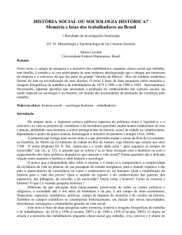 HIST&Oacute;RIA SOCIAL OU SOCIOLOGIA HIST&Oacute;RICA?