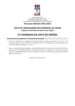 2&ordf; CHAMADA DA LISTA DE ESPERA - Copeve
